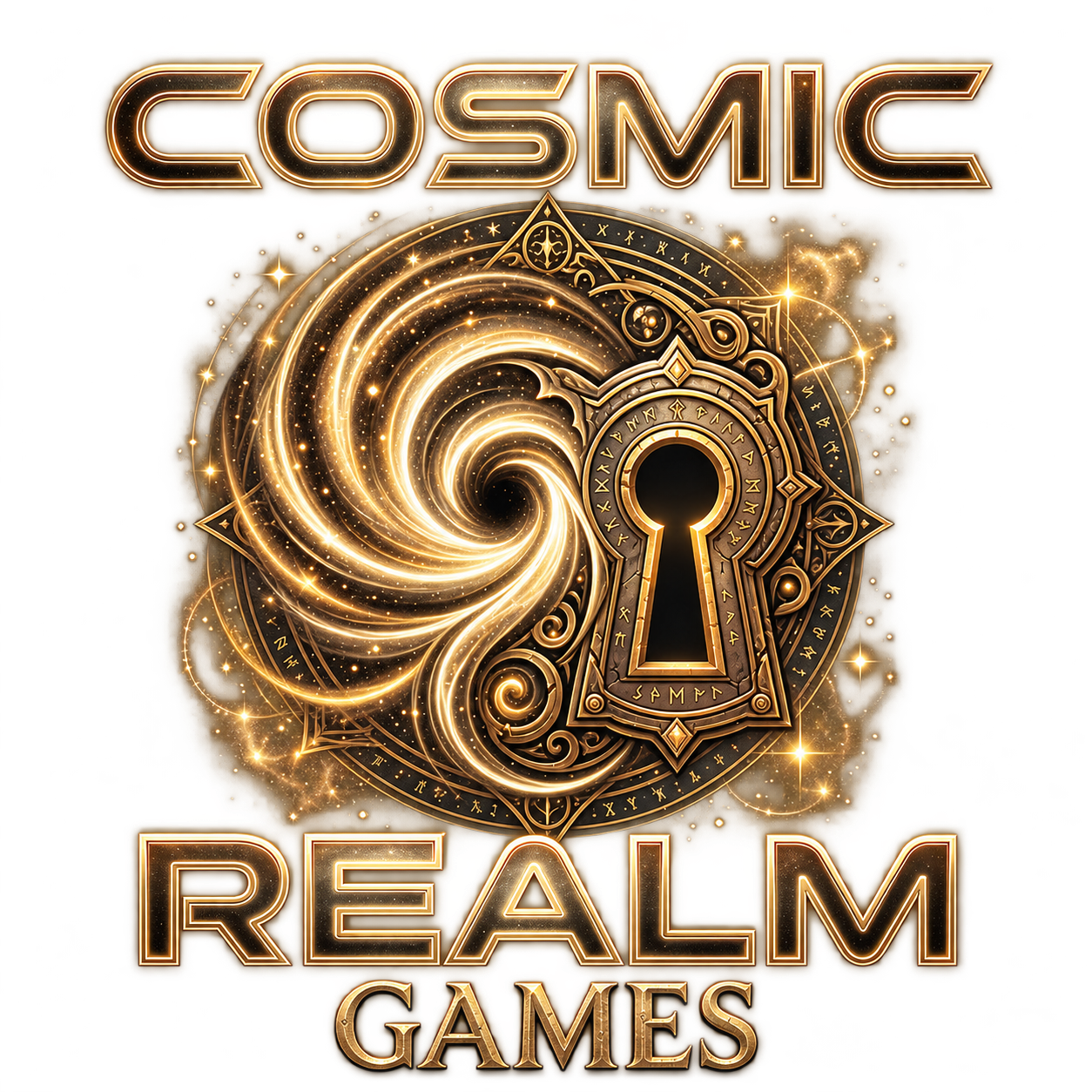 Cosmic Realm Games — bronze and gold Legal logo